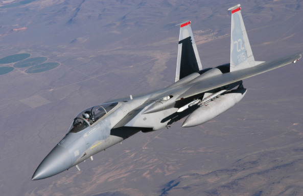An F-15C Eagle from the 67th Fighter Squadron, Kadena Air Base, Japan, breaks away from a KC-135 Stratotanker assigned to the 185 Air Refueling Wing, Iowa Air National Guard, after being refuled during Red Flag 09-1 at Nellis Air Force Base, Nev., Oct. 24, 2008. (U.S. Air Force photo/Staff Sgt. Kenya Shiloh)